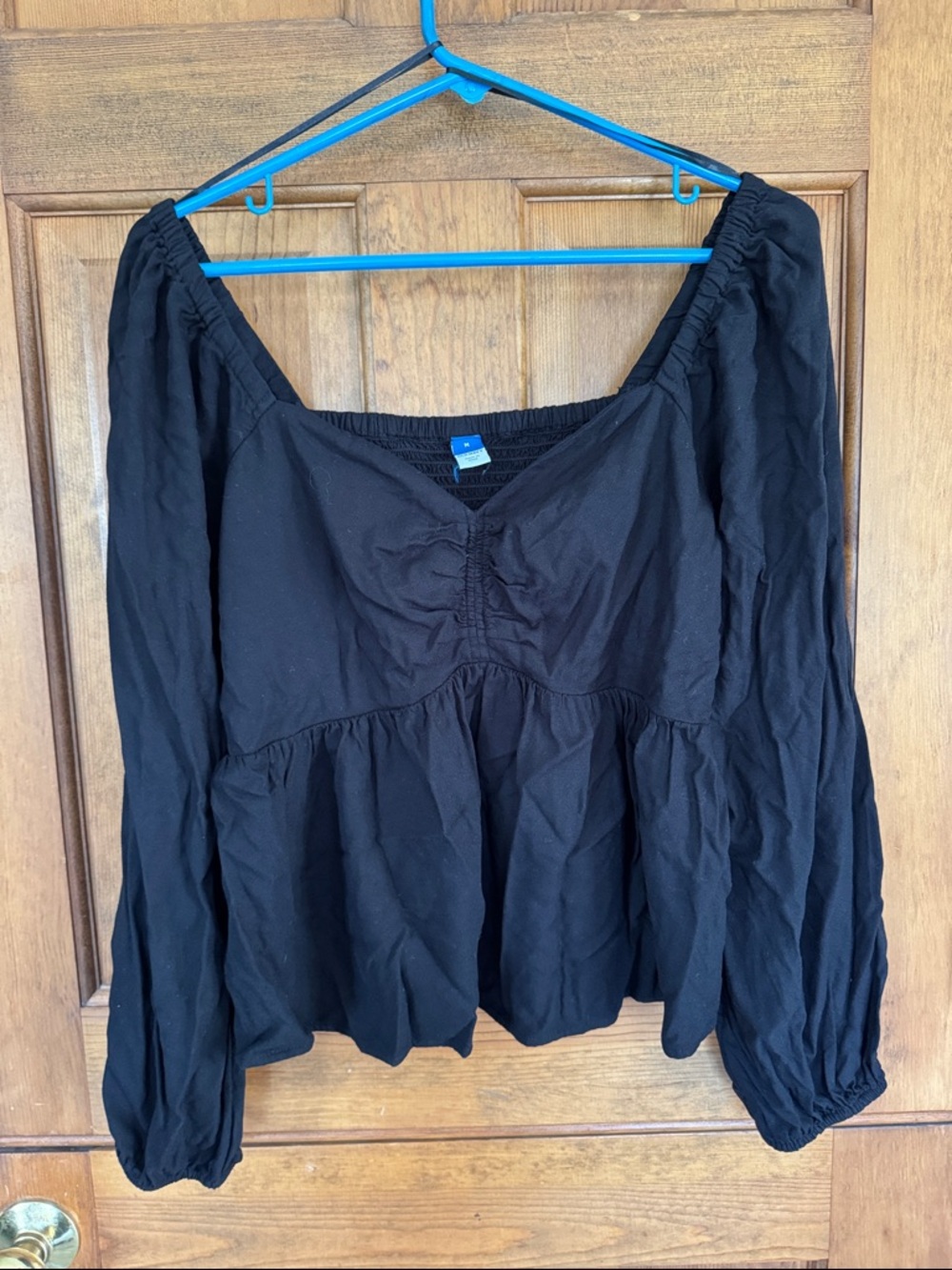 Old Navy Black Long-Sleeve Peasant Blouse